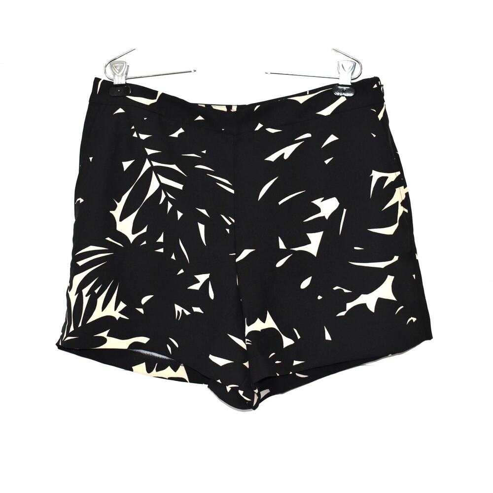 Ann Taylor Dress Shorts Size 14 Chino Black Tan NWT Ferns Floral Plants Pattern